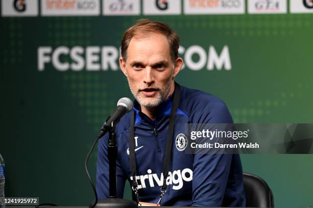 Thomas Tuchel of Chelsea during a press conference at Allegiant Stadium on July 15, 2022 in Las Vegas, Nevada.