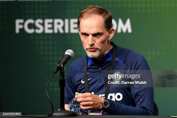 Thomas Tuchel of Chelsea during a press conference at Allegiant Stadium on July 15, 2022 in Las Vegas, Nevada.