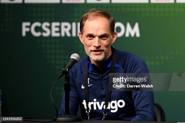 Thomas Tuchel of Chelsea during a press conference at Allegiant Stadium on July 15, 2022 in Las Vegas, Nevada.