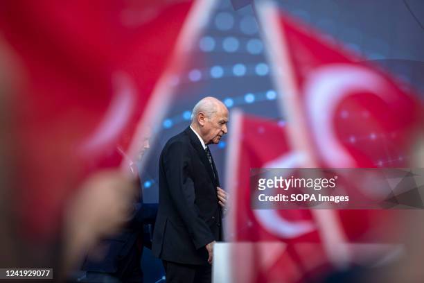 Turkish Nationalist Movement Party Leader Devlet Bahceli attends the July 15 Democracy and National Unity Day commemoration event at Sarachane...