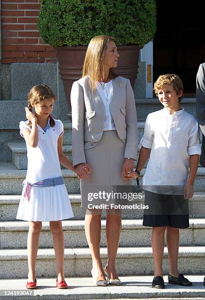 Victoria Federica Marichalar, Princess Elena of Spain and Felipe Juan Froilan Marichalar meets Pope Benedict XVI during World Youth Day 2011...