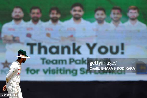 Pakistans Agha Salman fields during the first day of the first cricket Test match between Sri Lanka and Pakistan at the Galle International Cricket...