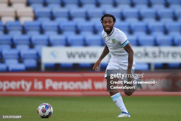 Burnley's Ne-Jai Tucker during the Pre-season Friendly match between Shrewsbury Town and Burnley at Montgomery Waters Meadow on July 15, 2022 in...