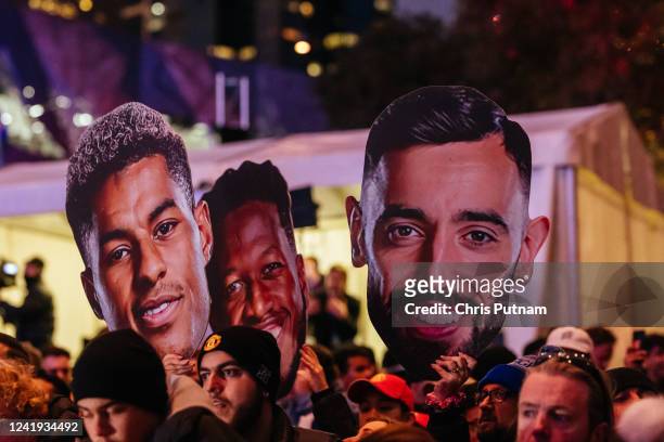 Fans at a Manchester United away kit promotional launch at Federation Square in Melbourne on 16th July 2022