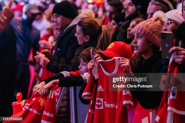 Fans at a Manchester United away kit promotional launch at Federation Square in Melbourne on 16th July 2022