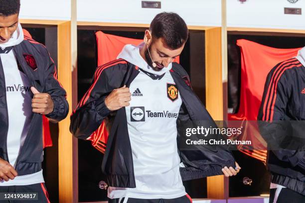 Bruno Fernandes of Manchester United at an away kit promotional launch at Federation Square in Melbourne on 16th July 2022