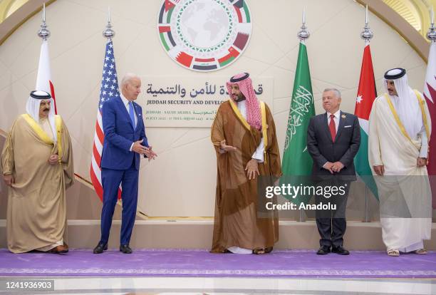 Emir of Qatar Sheikh Tamim bin Hamad Al Thani , King Abdullah II of Jordan , Saudi Arabian Crown Prince Mohammed bin Salman , US President Joe Biden...