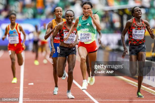 Dutch athlete Sifan Hassan reacts after finishing fourth in the 10,000 meters final on the second day of the World Athletics Championships at Hayward...