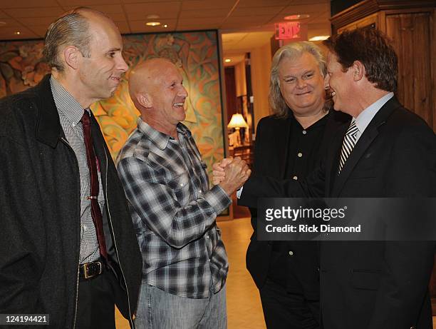 Radio's Eddie Stubbs, Guest, Recording Artist Ricky Skaggs and BMI's Clay Bradley during Sugar Hill Records "Long Line of Heartaches" Reception With...