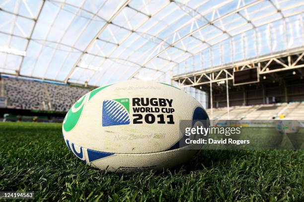 General view of the training ball during the England IRB Rugby World Cup 2011 captain's run at Otago Stadium on September 9, 2011 in Dunedin, New...