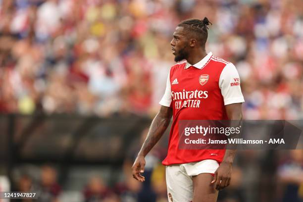 Nuno Tavares of Arsenal during the pre season friendly between Arsenal and Everton at M&T Bank Stadium on July 16, 2022 in Baltimore, Maryland.
