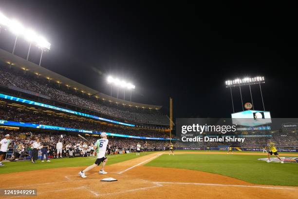 Simmons bats during the MGM All-Star Celebrity Softball Game at Dodger Stadium on Saturday, July 16, 2022 in Los Angeles, California.