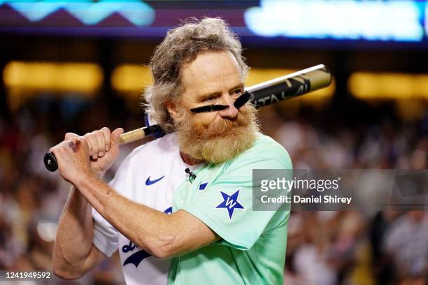 Bryan Cranston looks on during the MGM All-Star Celebrity Softball Game at Dodger Stadium on Saturday, July 16, 2022 in Los Angeles, California.