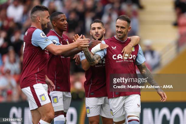 Danny Ings of Aston Villa celebrates after scoring a goal to make it 1-0 from a penalty during the 2022 Queensland Champions Cup match between Aston...
