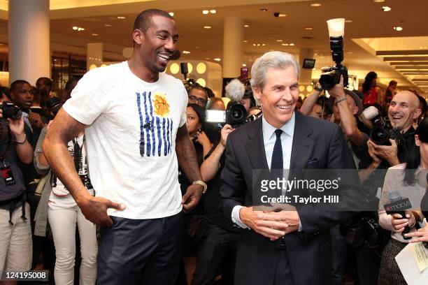 Amar'e Stoudemire and Macy's CEO Terry Lundgren celebrate Fashion's Night Out at Macy's Herald Square on September 8, 2011 in New York City.