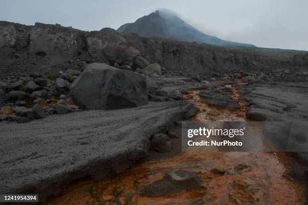 The stream-lines of Borus river is seen at the Sinabung volcano slopes as the former of Bekerah village in Karo, North Sumatra province, Indonesia on...