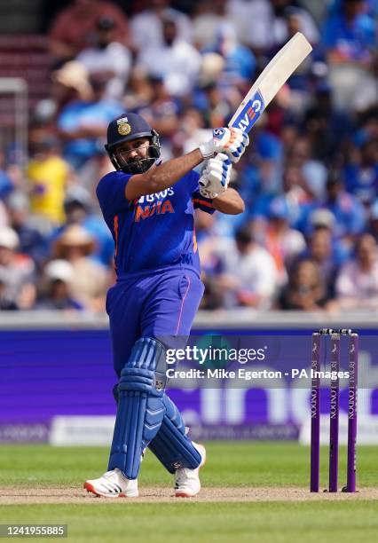 India's Rohit Sharma batting during the third one day international match at the Emirates Old Trafford, Manchester. Picture date: Sunday July 17,...