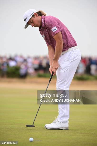 Australia's Cameron Smith putts on the 9th green during his final round on day 4 of The 150th British Open Golf Championship on The Old Course at St...