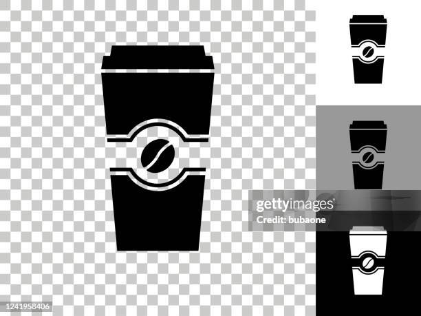coffee cup icon on checkerboard transparent background - multiple coffee cups stock illustrations
