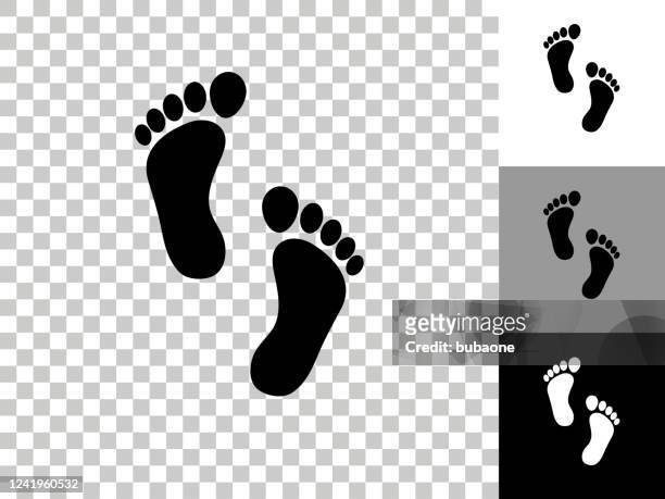 foot prints icon on checkerboard transparent background - footprint stock illustrations