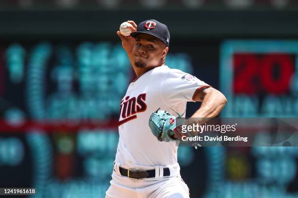 Chris Archer of the Minnesota Twins delivers a pitch against the Chicago White Sox in the first inning of the game at Target Field on July 17, 2022...