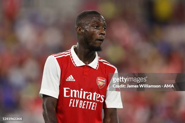 Nicolas Pepe of Arsenal during the pre season friendly between Arsenal and Everton at M&T Bank Stadium on July 16, 2022 in Baltimore, Maryland.
