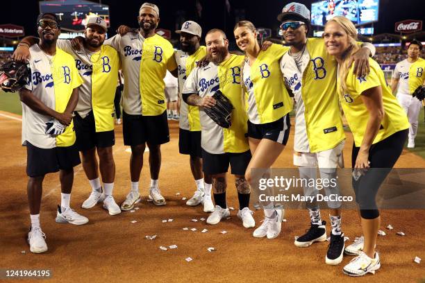 Members of Team Brooklyn pose for a photo after the MGM All-Star Celebrity Softball Game at Dodger Stadium on Saturday, July 16, 2022 in Los Angeles,...