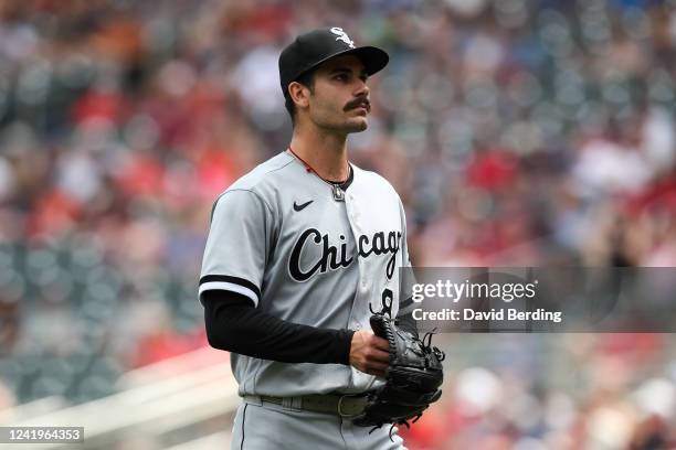 Dylan Cease of the Chicago White Sox looks on after pitching to the Minnesota Twins in the fifth inning of the game at Target Field on July 17, 2022...