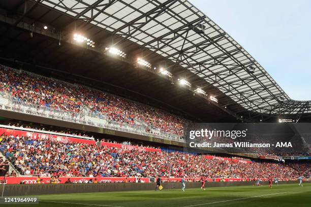 General view of action at the Red Bull Arena during the Major League Soccer match between New York Red Bulls and New York City FC at Red Bull Arena...