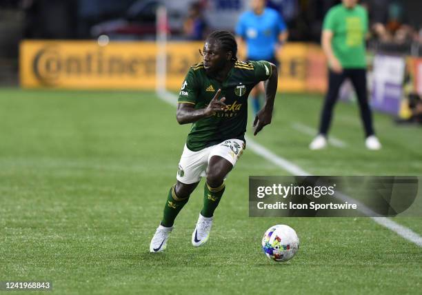 Portland Timbers midfielder Yimmi Chara controls the ball during a match between the Portland Timbers and Vancouver Whitecaps on July 17, 2022 at...