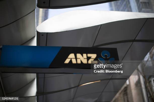Signage at an Australia & New Zealand Banking Group Ltd. Branch in Sydney, Australia, on Monday, July 18, 2022. ANZ agreed to buy Suncorp Group Ltd.s...