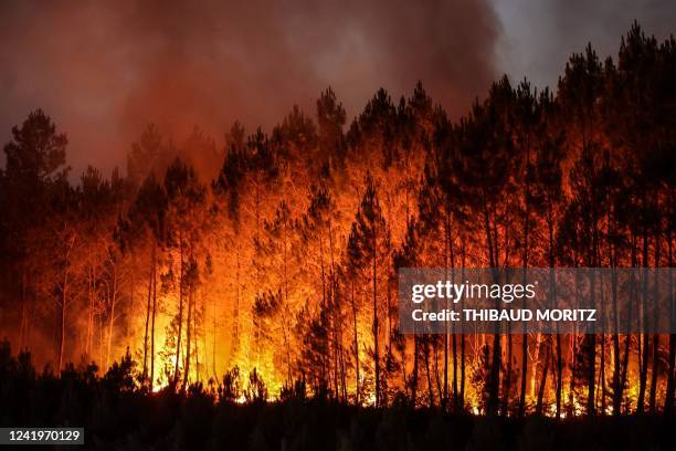 Photo shows a forest fire in Louchats, south-western France, on July 17, 2022.