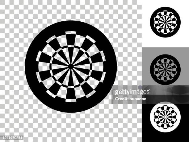 illustrations, cliparts, dessins animés et icônes de icône de dartboard sur le fond transparent de checkerboard - cible de jeu de fléchettes