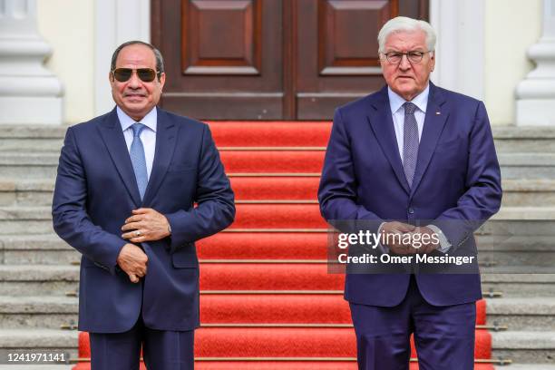 German President, Frank-Walter Steinmeier welcomes Egyptian President Abdel Fattah al-Sisi at Bellevue Palace on July 18, 2022 in Berlin, Germany....