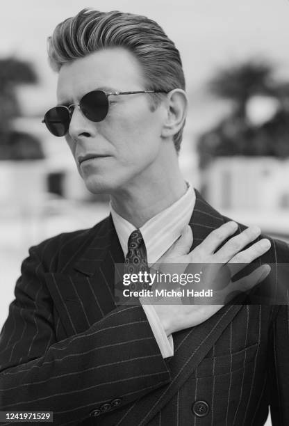 Singer and actor David Bowie is photographed for Interview magazine on October 8, 1994 in Los Angeles, California.