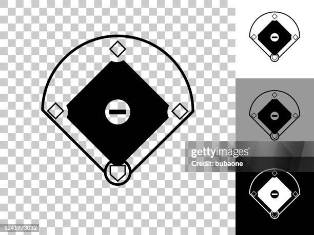baseball field icon auf schachbrett transparenter hintergrund - baseball diamond stock-grafiken, -clipart, -cartoons und -symbole