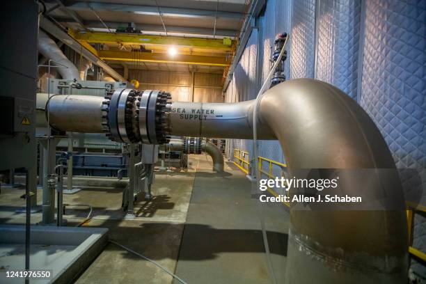 Carlsbad, CA Pumps send seawater flowing through the Claude "Bud" Lewis Carlsbad Desalination Plant, which opened on December 14, 2015 in Carlsbad....