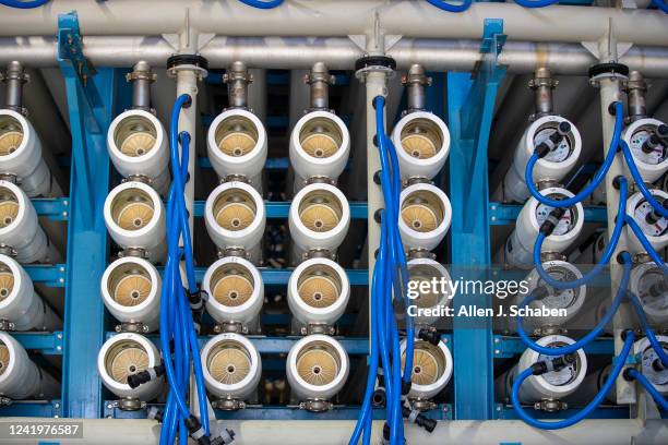 Carlsbad, CA A view of the reverse osmosis building, which contains more than 2,000 pressure vessels that each contain a series of reverse osmosis...