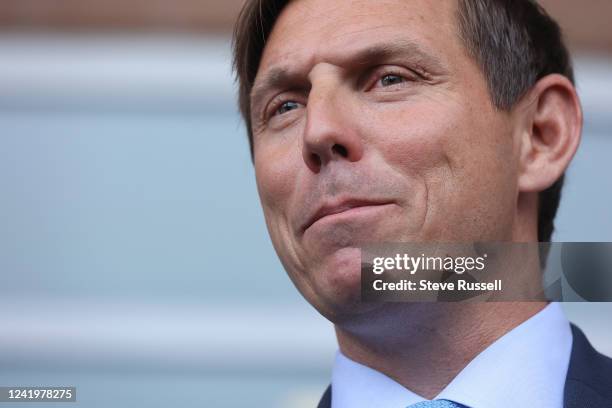 Patrick Brown, accompanied by his family, puts in his papers to run for re-election for the Mayor of Brampton at Brampton City Hall in Brampton. July...