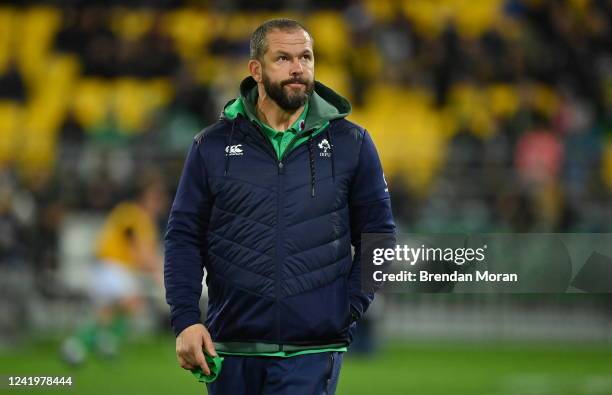 Wellington , New Zealand - 16 July 2022; Ireland head coach Andy Farrell before the Steinlager Series match between the New Zealand and Ireland at...