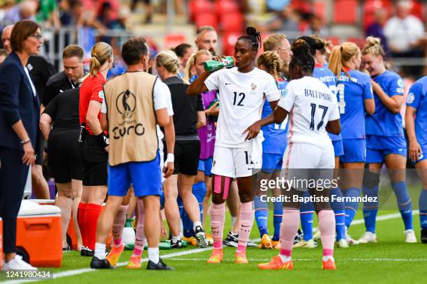 Melvine MALARD of France drinks water on a cooling break during the UEFA Women's European Championship Group Stage - Group D match between Iceland...