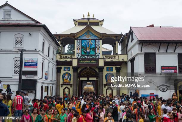 Nepalese Hindu devotees seen at the Pashupatinath temple during the first day of the Sharwan Brata Festival. During the month of Shrawan, each Monday...