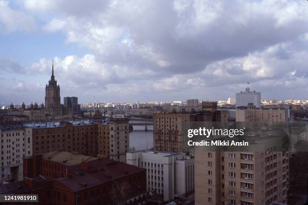 The Moscow skyline shines in both sun and shade in early November 1983.