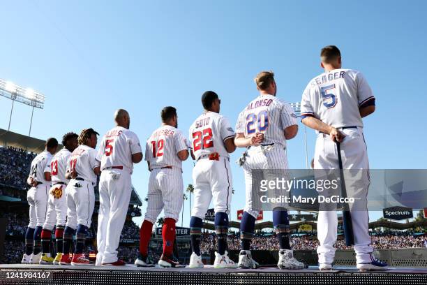 Julio Rodríguez of the Seattle Mariners, Ronald Acuña Jr. #13 of the Atlanta Braves, José Ramírez of the Cleveland Guardians, Albert Pujols of the...