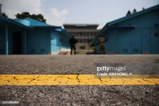 General view shows the truce village of Panmunjom inside the demilitarized zone separating the two Koreas, on July 19, 2022.