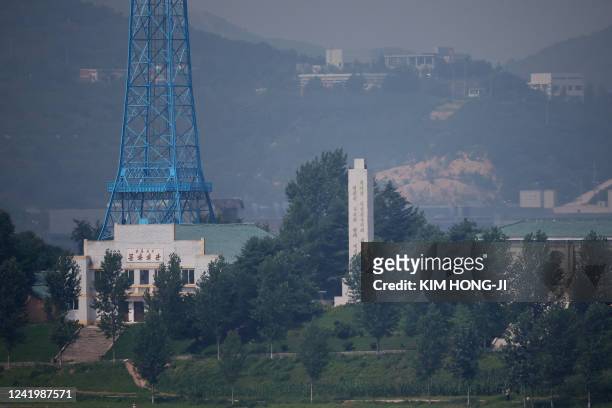 Cultral center of North Korea's propaganda village of Gijungdong in North Korea is seen in this picture taken near the truce village of Panmunjom...