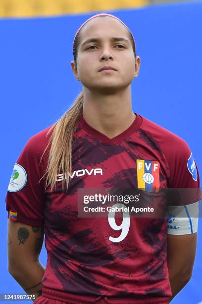 Deyna Castellanos of Venezuela during a match between Venezuela and Brazil as part of Women's CONMEBOL Copa America 2022 at Centenario Stadium on...