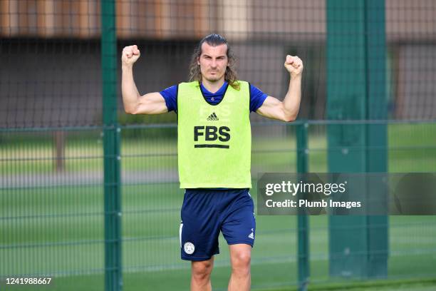 Caglar Soyuncu of Leicester City during the the Leicester City Pre-Season Training Session at Leicester City Training Ground, Seagrave on July 18,...