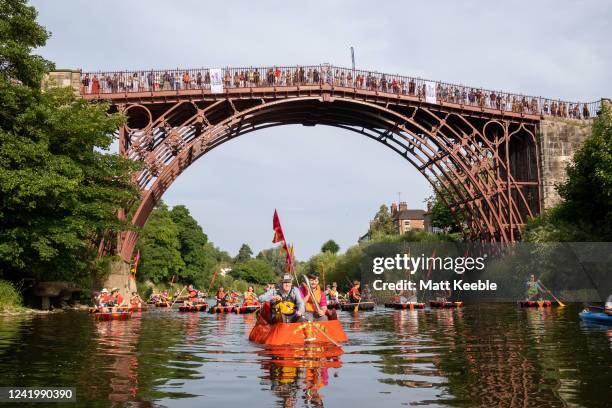 The Queen's Baton Relay visits Ironbridge as part of the Birmingham 2022 Queens Baton Relay on July 18, 2022 in Ironbridge, England. The Queen's...