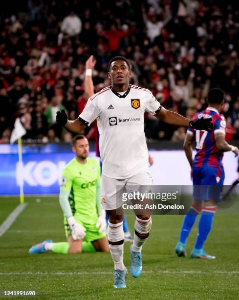 Anthony Martial of Manchester United celebrates scoring a goal to make the score 1-0 during the Pre-Season Friendly match between Manchester United...